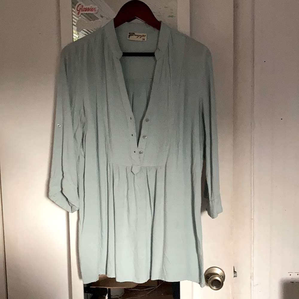 ModCloth “Back Road Ramble” cotton tunic, mint green 1x